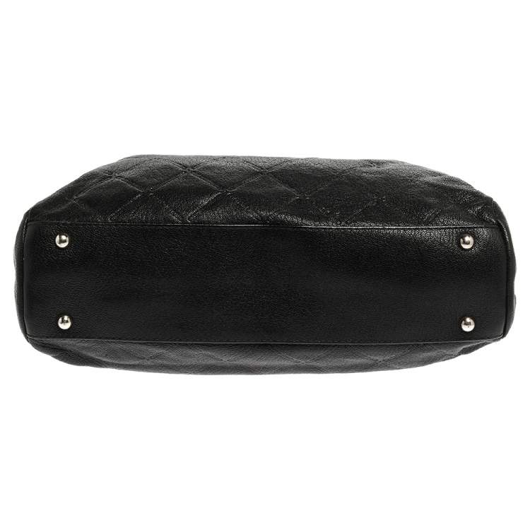 Pre Owned Carolina Herrera Black Leather Chain Shopper Tote