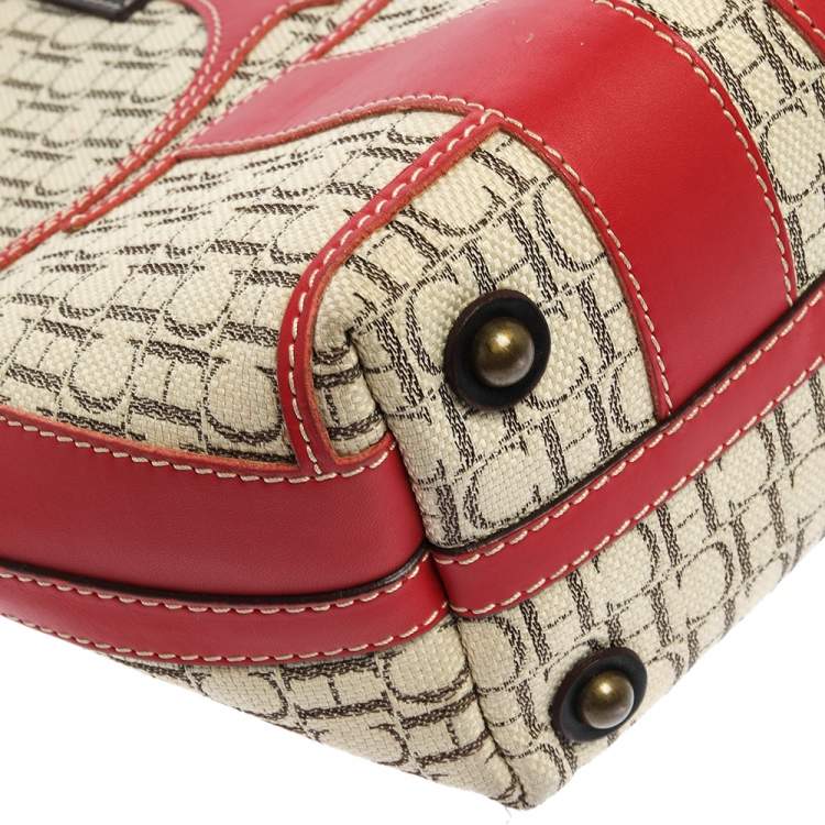 Pre Owned Carolina Herrera Multicolor Monogram Canvas and Leather Shopper Tote