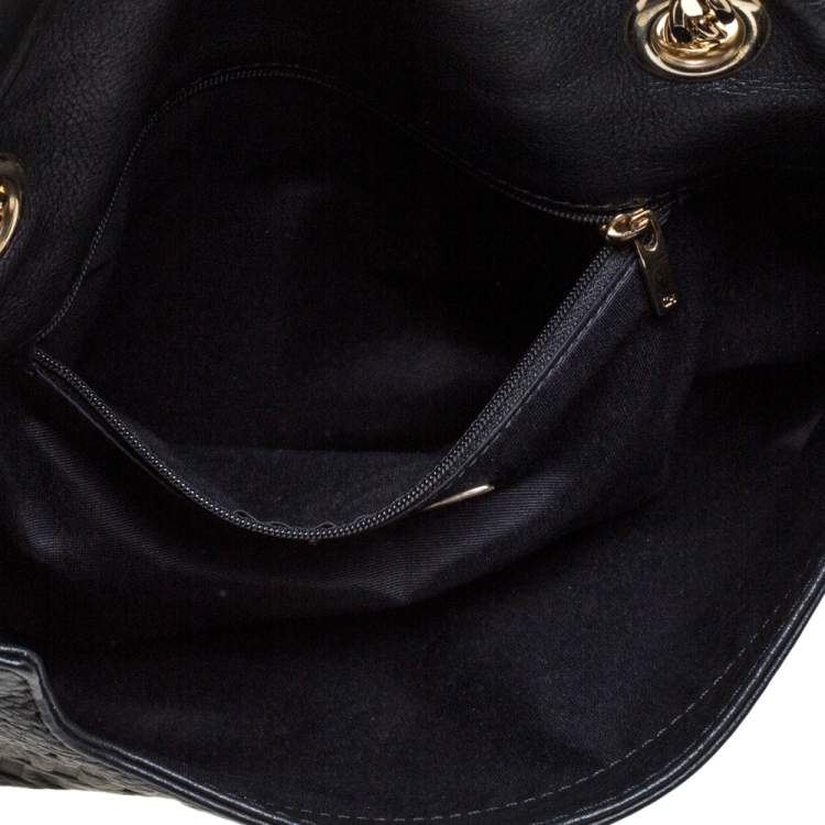 Pre Owned Carolina Herrera Black Monogram Leather Audrey Shoulder Bag