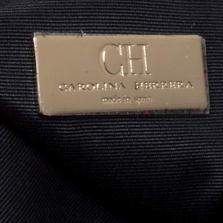 Pre Owned Carolina Herrera Black Monogram Leather Audrey Shoulder Bag