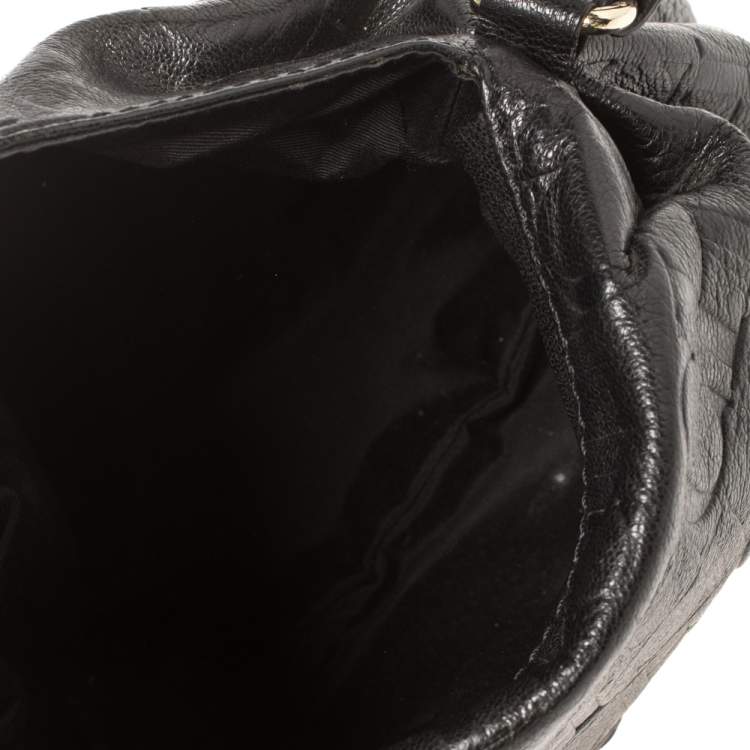 Pre Owned Carolina Herrera Black Monogram Leather Satchel