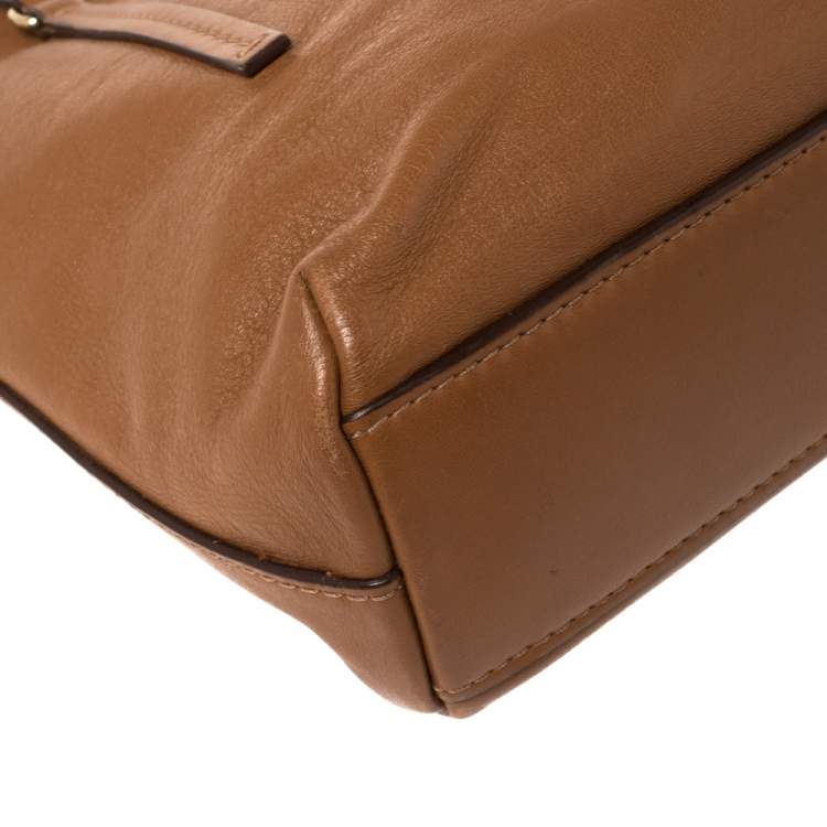 Pre Owned Carolina Herrera Brown Leather Top Zip Tote