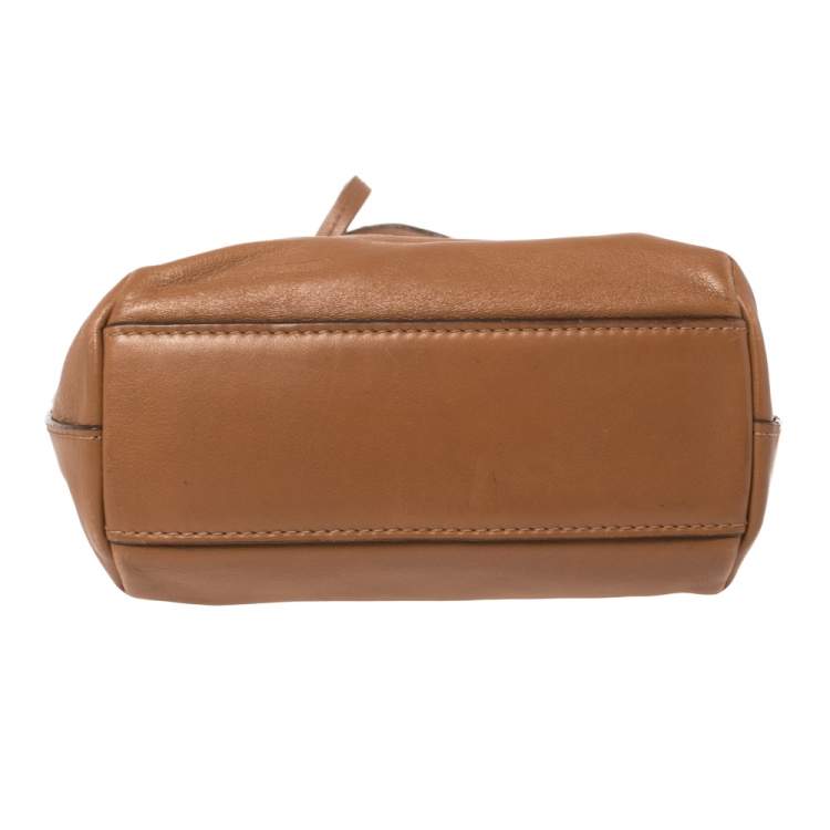 Pre Owned Carolina Herrera Brown Leather Top Zip Tote