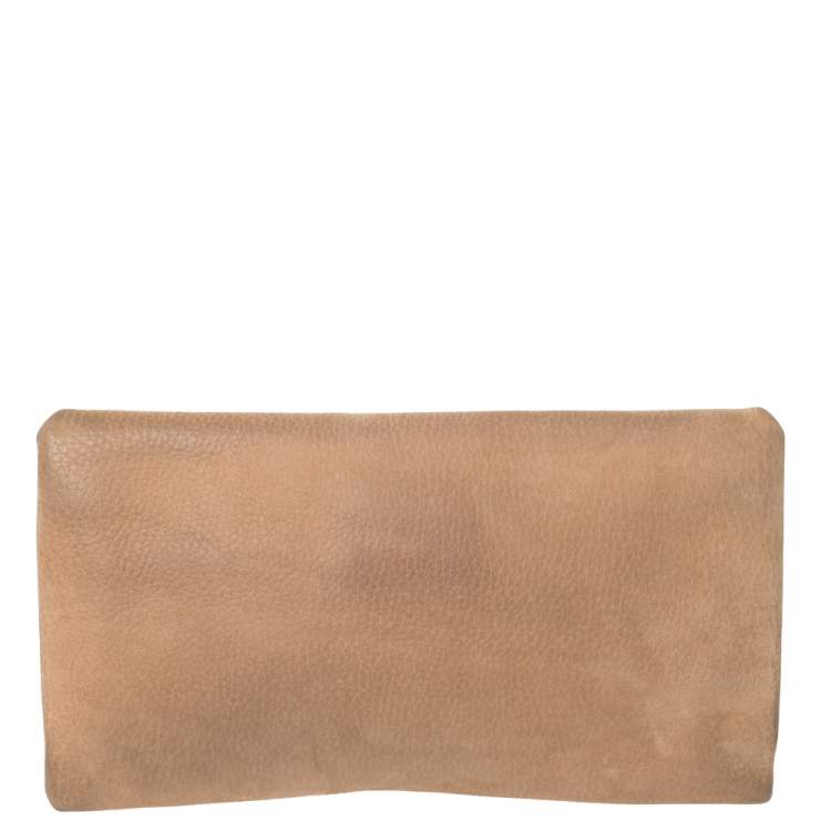 Pre Owned Carolina Herrera Beige Nubuck Chain Clutch