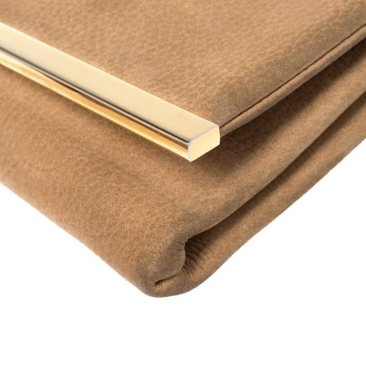 Pre Owned Carolina Herrera Beige Nubuck Chain Clutch