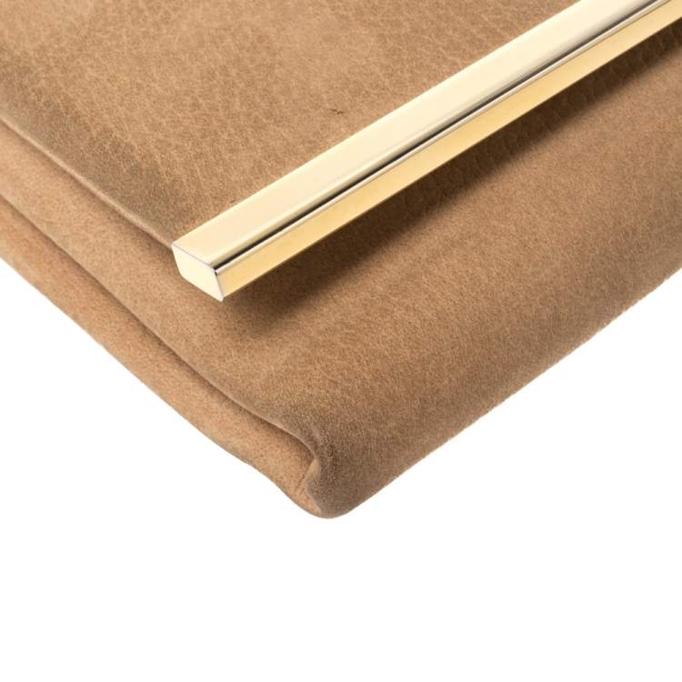 Pre Owned Carolina Herrera Beige Nubuck Chain Clutch