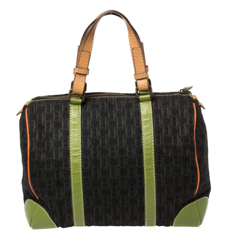 Pre Owned Carolina Herrera Multicolor Signature Canvas and Leather Andy Boston Bag