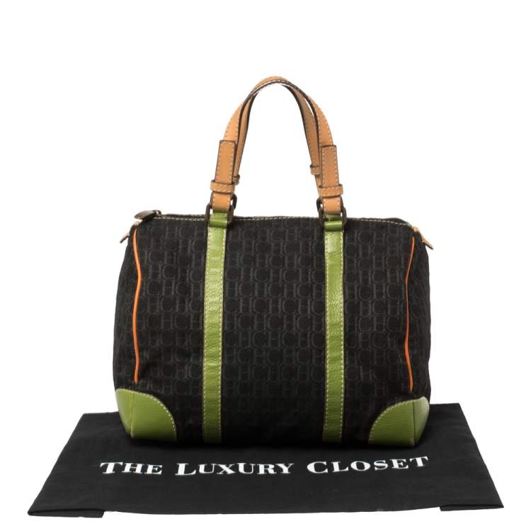 Pre Owned Carolina Herrera Multicolor Signature Canvas and Leather Andy Boston Bag