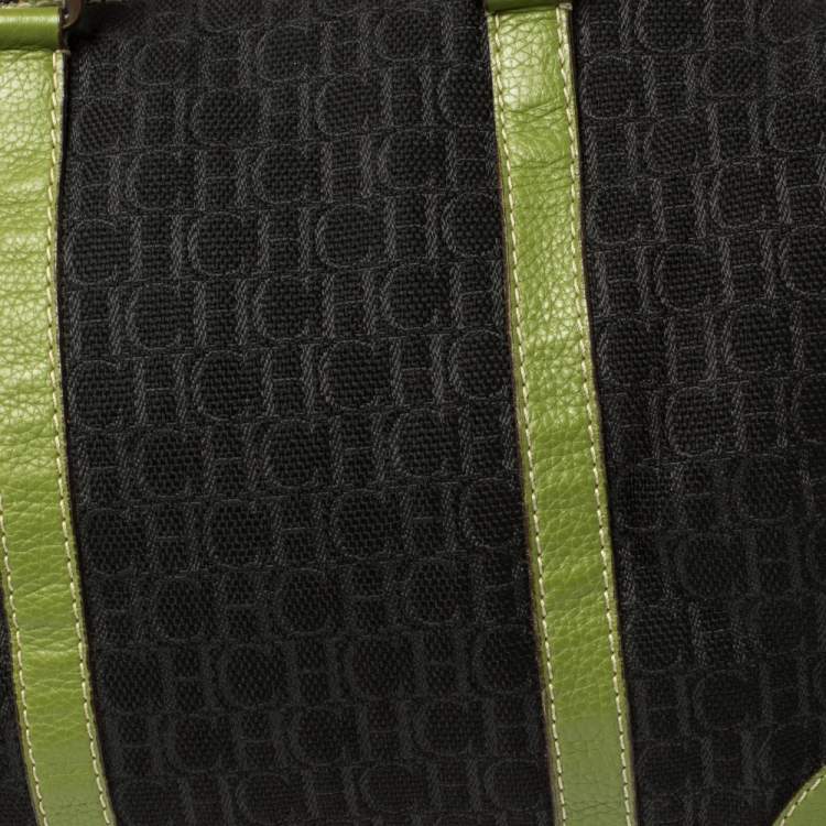 Pre Owned Carolina Herrera Multicolor Signature Canvas and Leather Andy Boston Bag