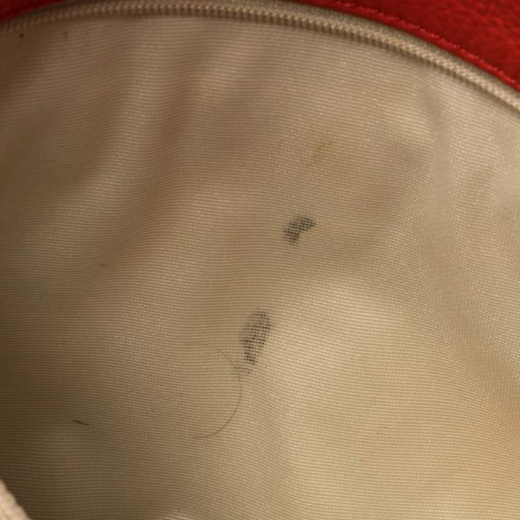 Pre Owned Carolina Herrera Orange Monogram Leather Audrey Shoulder Bag