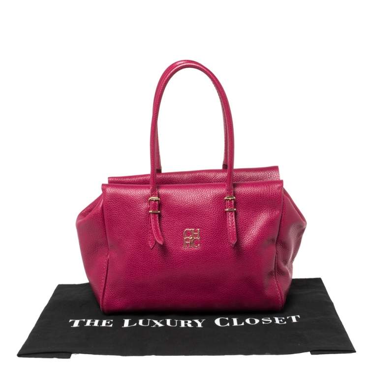 Pre Owned Carolina Herrera Fuchsia Leather Satchel
