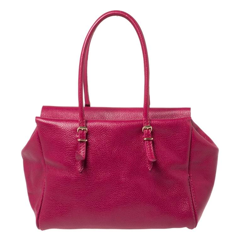 Pre Owned Carolina Herrera Fuchsia Leather Satchel