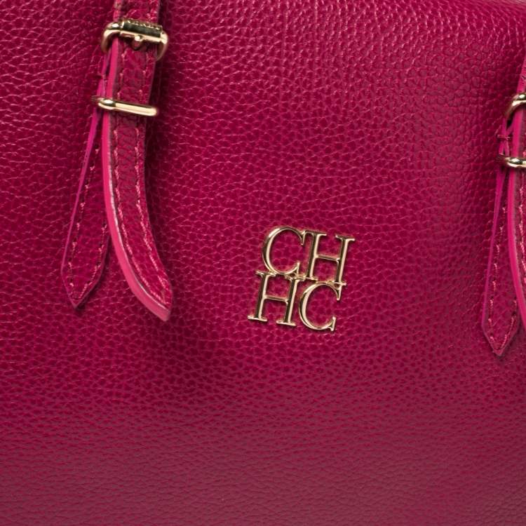 Pre Owned Carolina Herrera Fuchsia Leather Satchel