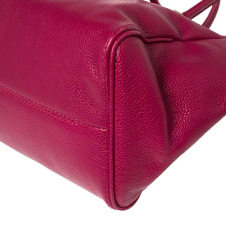 Pre Owned Carolina Herrera Fuchsia Leather Satchel