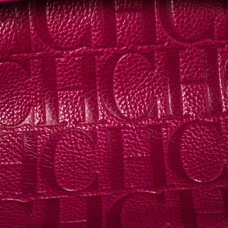 Pre Owned Carolina Herrera Fuchsia Leather Satchel