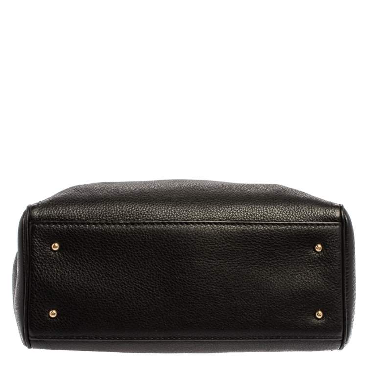 Pre Owned Carolina Herrera Black Leather Charm Tote