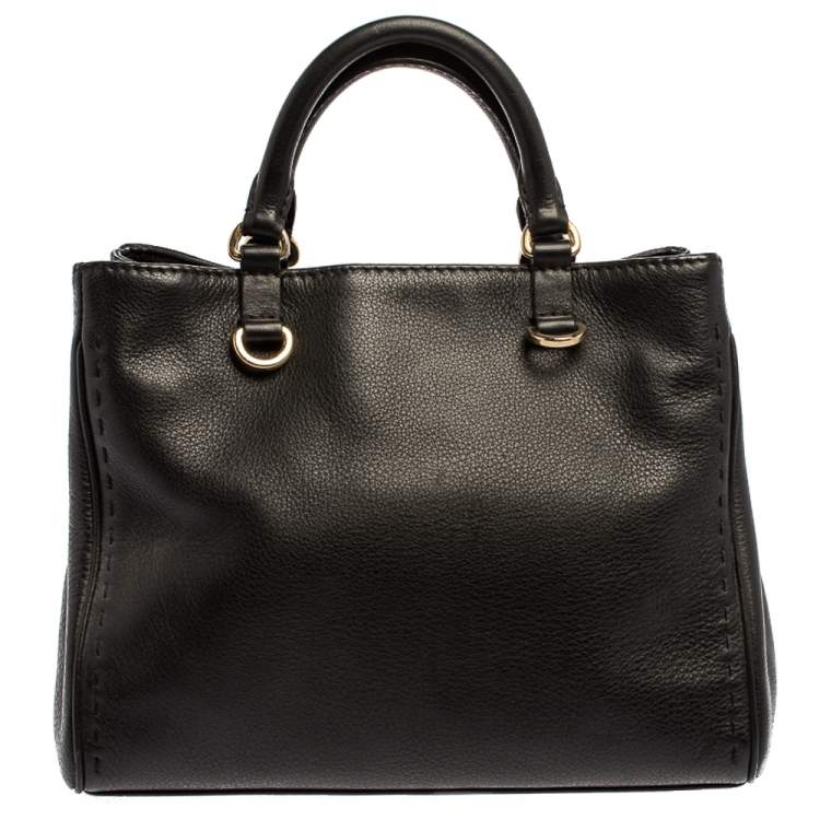 Pre Owned Carolina Herrera Black Leather Charm Tote