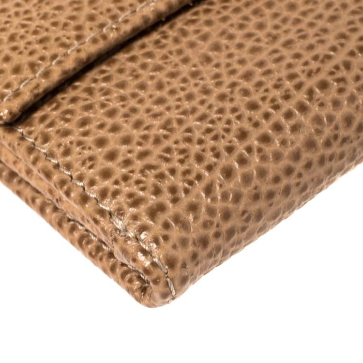 Pre Owned Carolina Herrera Beige Leather Card Holder Wallet