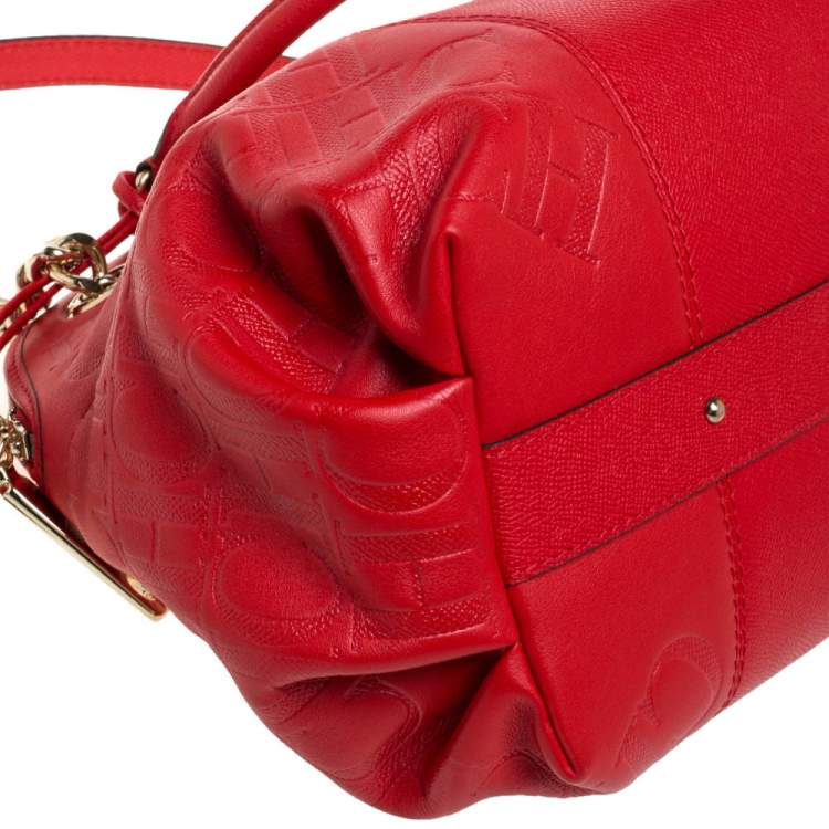 Pre Owned Carolina Herrera Red Leather Dahlia Satchel