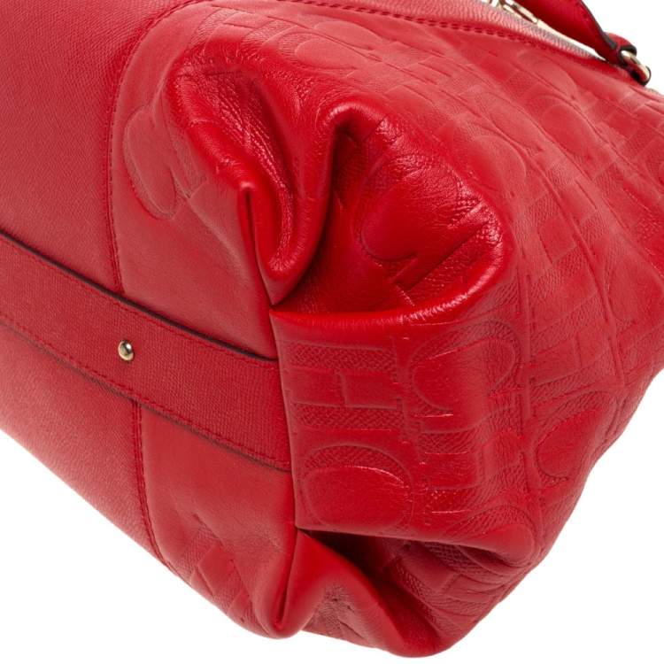 Pre Owned Carolina Herrera Red Leather Dahlia Satchel
