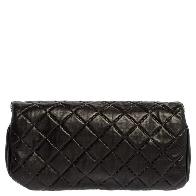 Pre Owned Carolina Herrera Black Quilted Leather Clutch