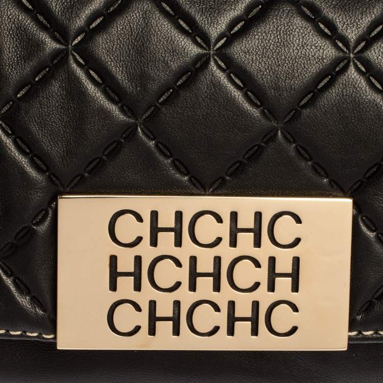 Pre Owned Carolina Herrera Black Quilted Leather Clutch