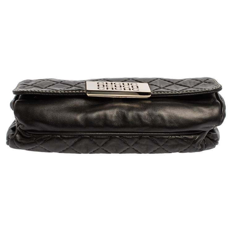 Pre Owned Carolina Herrera Black Quilted Leather Clutch