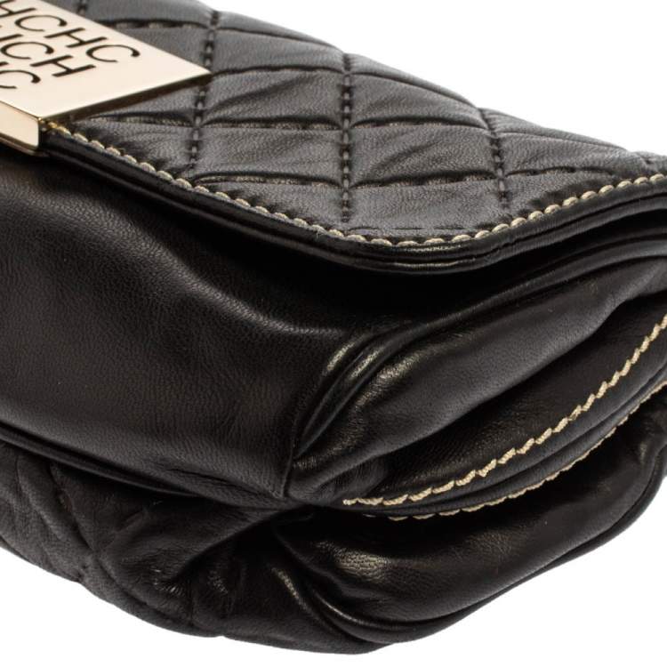 Pre Owned Carolina Herrera Black Quilted Leather Clutch