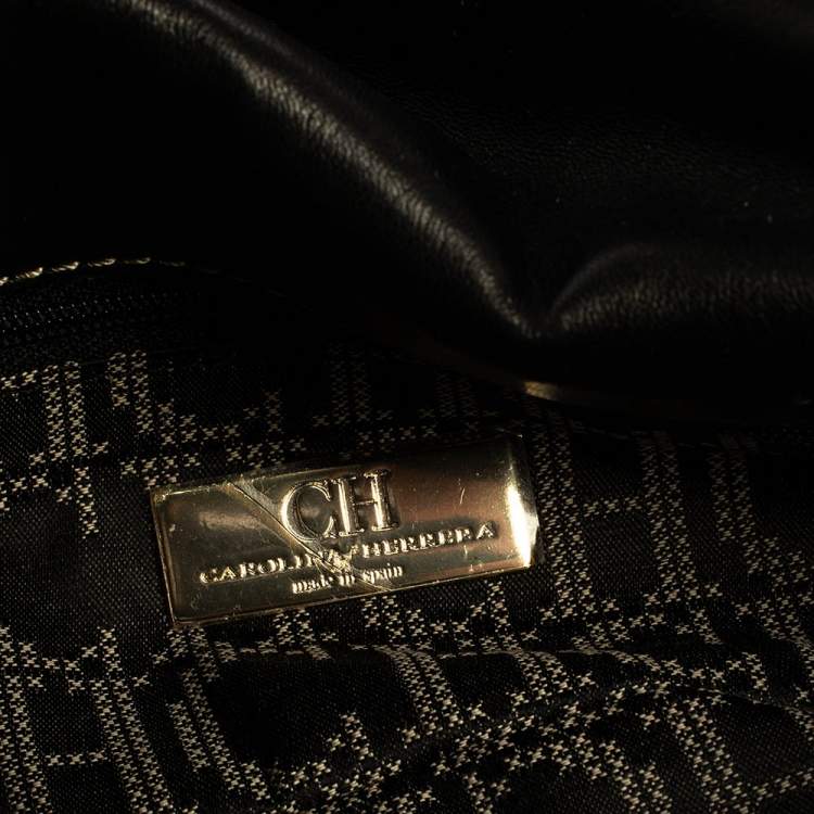Pre Owned Carolina Herrera Black Quilted Leather Clutch