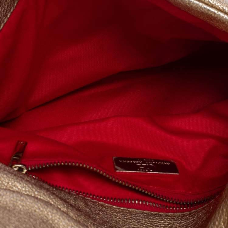 Pre Owned Carolina Herrera Metallic Gold Quilted Leather Flap Chain Shoulder Bag