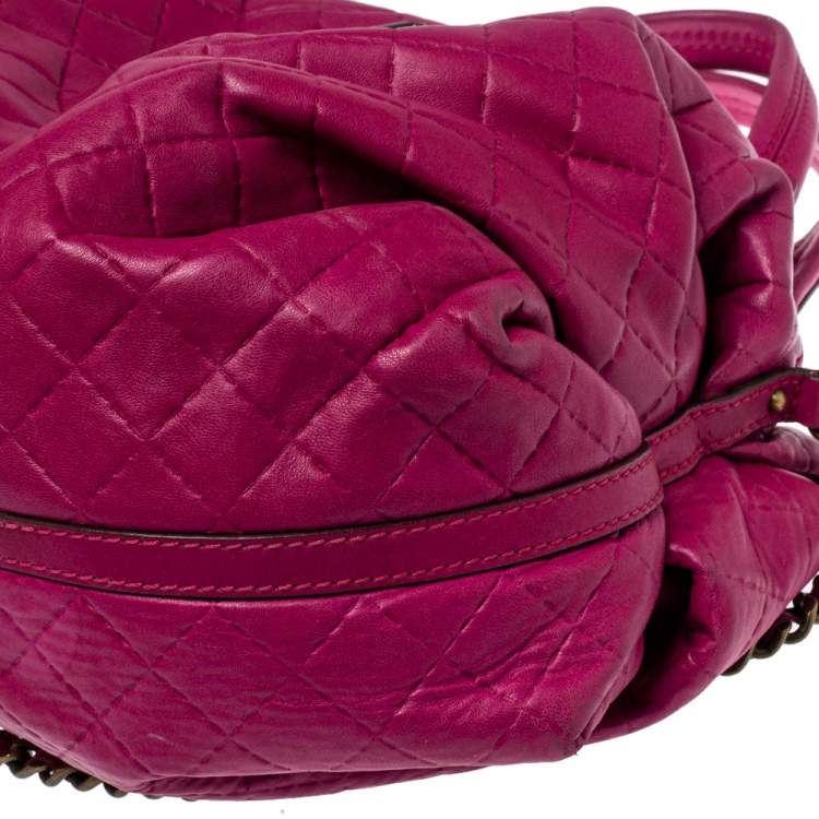Pre Owned Carolina Herrera Fuchsia Quilted Leather Bowler Bag