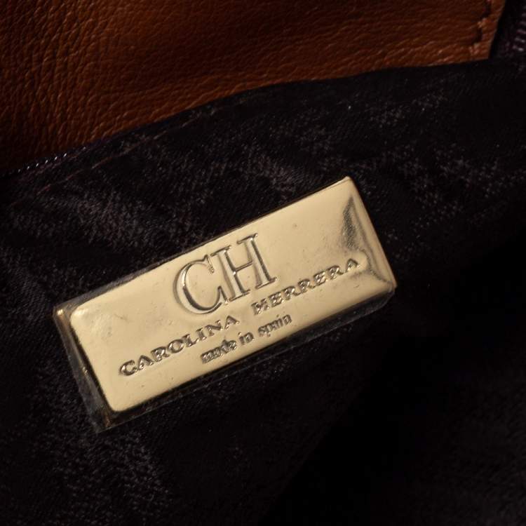 Pre Owned Carolina Herrera Brown Leather Flap Chain Shoulder Bag