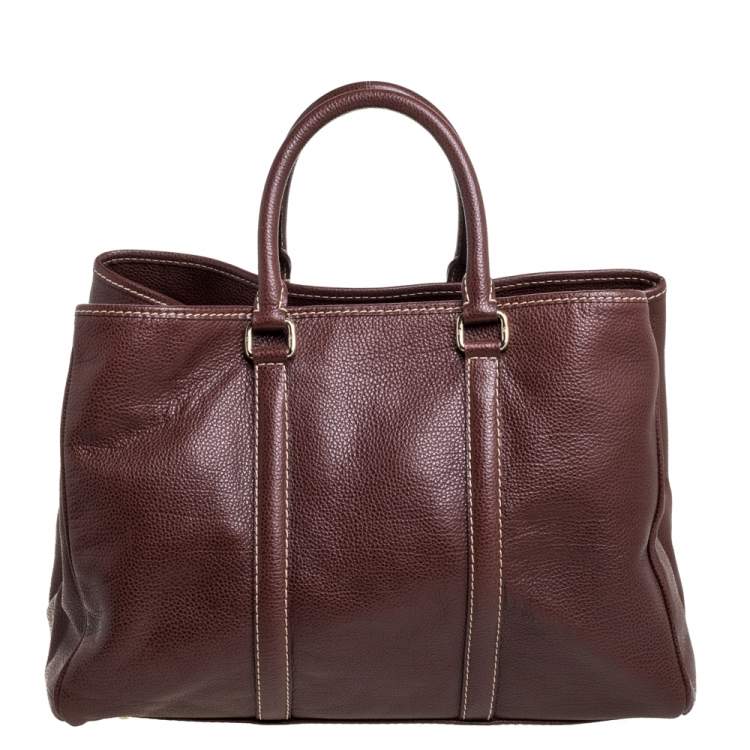 Pre Owned Carolina Herrera Brown Pebbled Leather Matteo Tote
