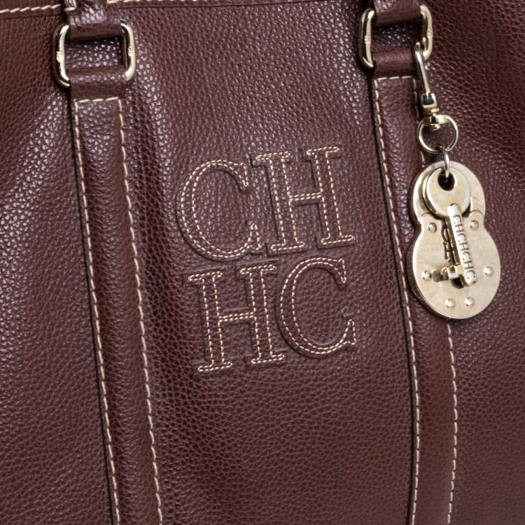 Pre Owned Carolina Herrera Brown Pebbled Leather Matteo Tote