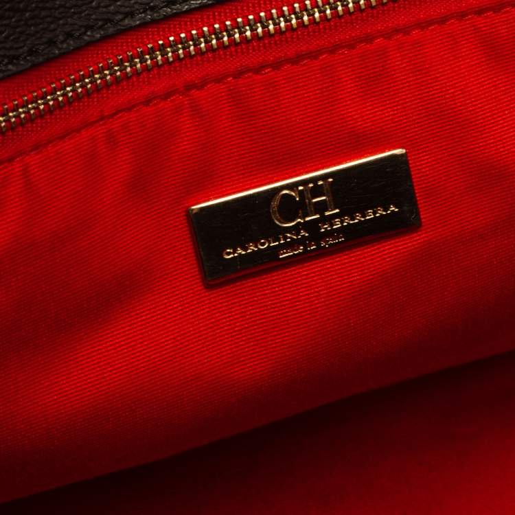 Pre Owned Carolina Herrera Brown Signature Coated Canvas Tote