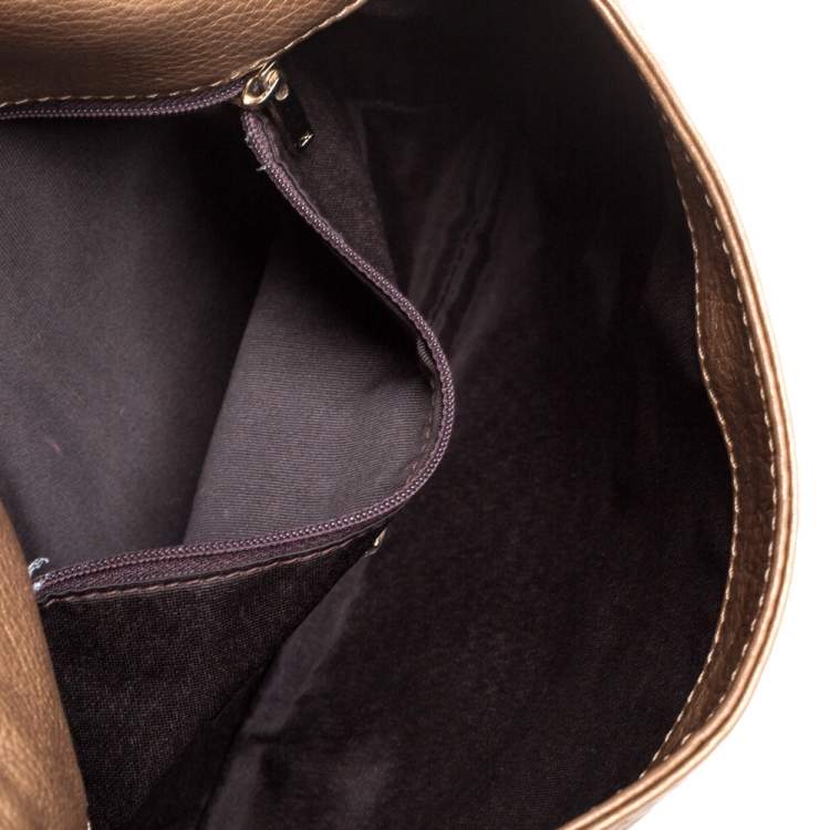 مملوكة مسبقًا Carolina Herrera Gold Monogram Leather Audrey Shoulder Bag