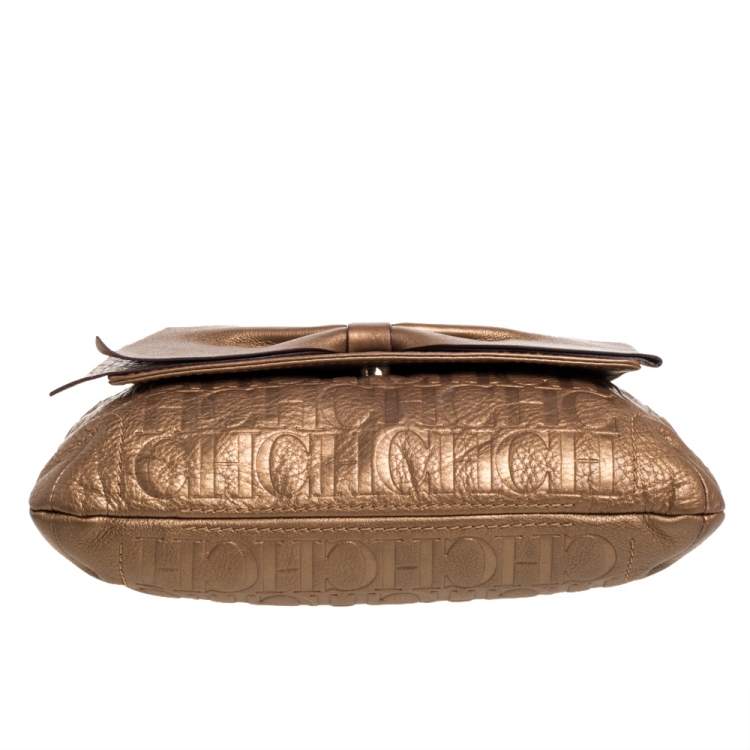 مملوكة مسبقًا Carolina Herrera Gold Monogram Leather Audrey Shoulder Bag