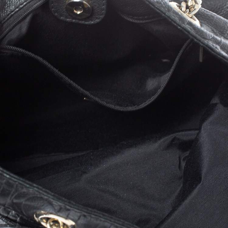 Pre Owned Carolina Herrera Black Monogram Leather Audrey Tote