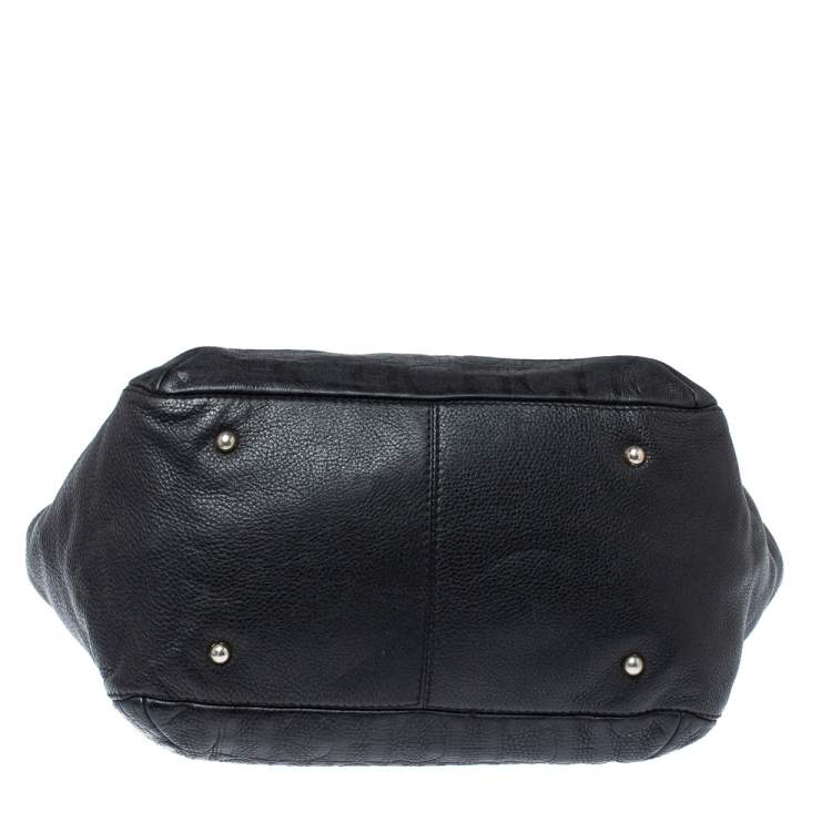 Pre Owned Carolina Herrera Black Monogram Leather Audrey Tote