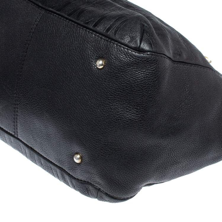 Pre Owned Carolina Herrera Black Monogram Leather Audrey Tote