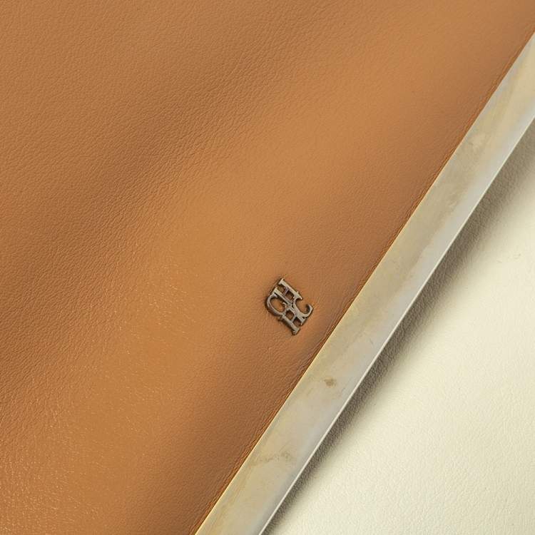 Pre Owned Carolina Herrera Tri Color Leather Top Handle Bag