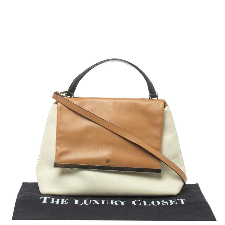 Pre Owned Carolina Herrera Tri Color Leather Top Handle Bag