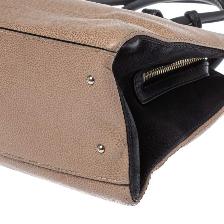 Pre Owned Carolina Herrera Black/Beige Leather Zip Tote