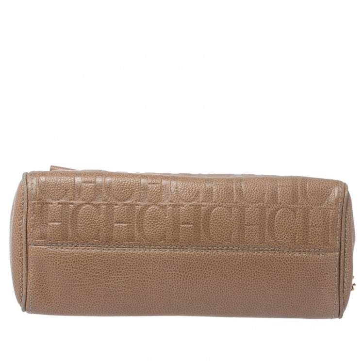 Pre Owned Carolina Herrera Beige Leather Minueto Top Handle Bag