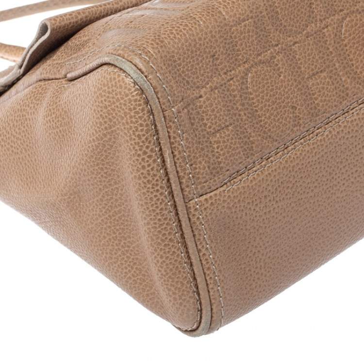 Pre Owned Carolina Herrera Beige Leather Minueto Top Handle Bag