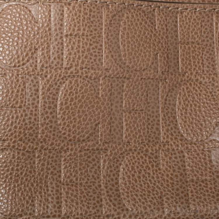 Pre Owned Carolina Herrera Beige Leather Minueto Top Handle Bag