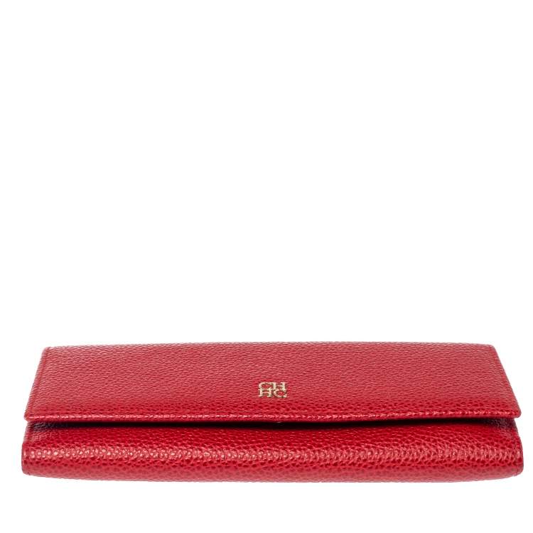 مملوكة مسبقًا Carolina Herrera Red Leather Continental Wallet