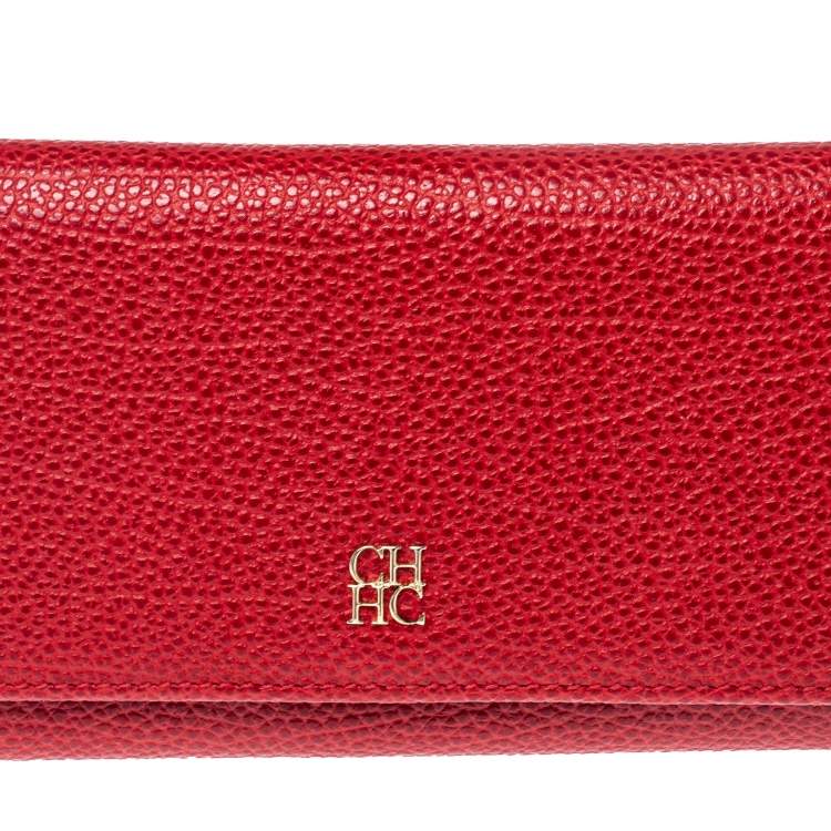مملوكة مسبقًا Carolina Herrera Red Leather Continental Wallet