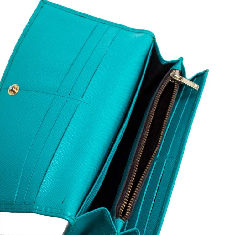 Pre Owned Carolina Herrera Green Monogram Coated Canvas Continental Wallet