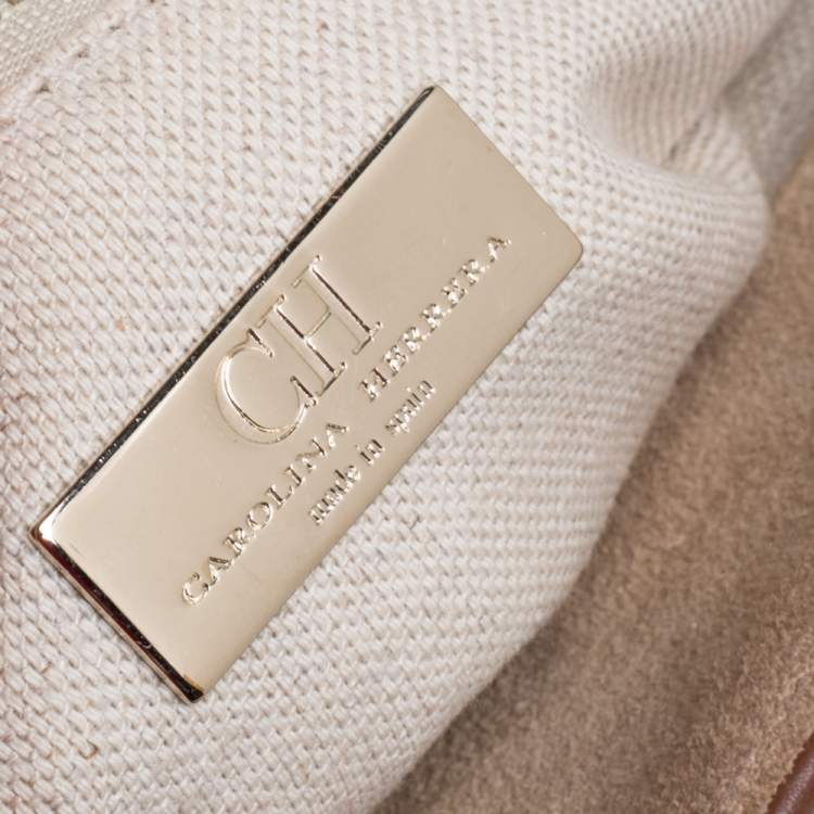 Pre Owned Carolina Herrera Brown Leather Top Handle Bag